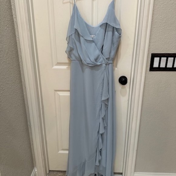 NEW Bridal party/Prom light grey/blue wrap dress - Picture 1 of 8